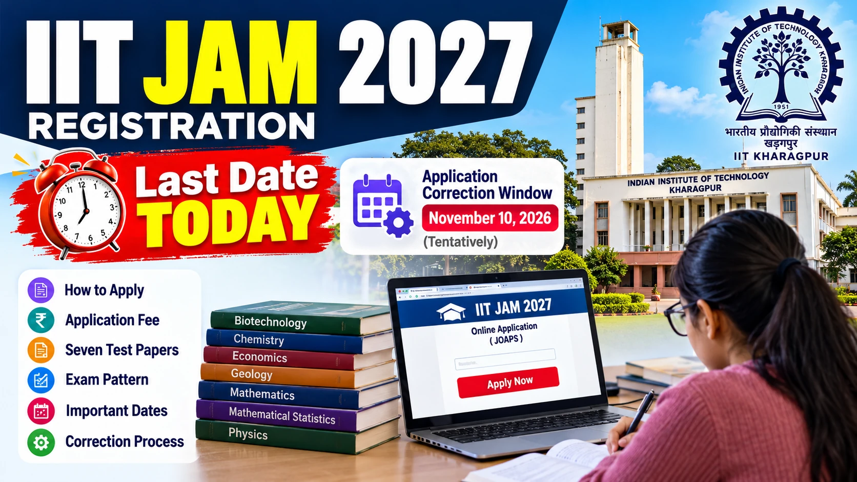 IIT JAM 2027 Registration: Last Date Today, Application Correction Window and Important Details