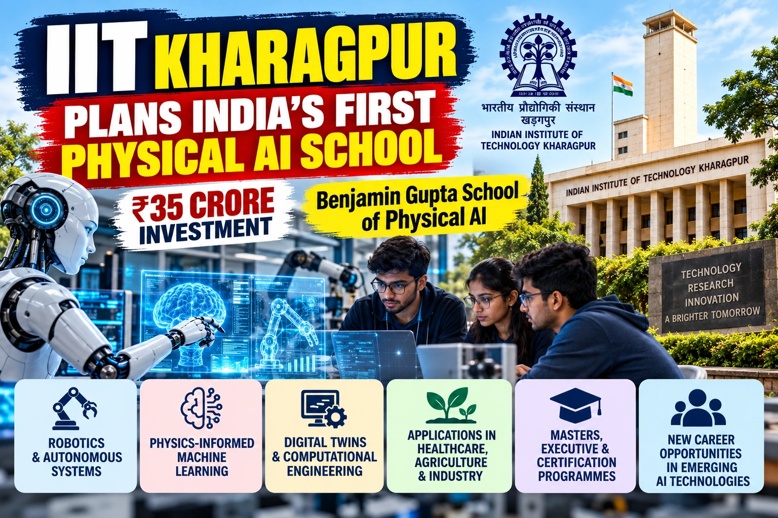 IIT Kharagpur Plans India’s First Physical Artificial Intelligence School: ₹35 Crore Investment, Courses and Career Opportunities