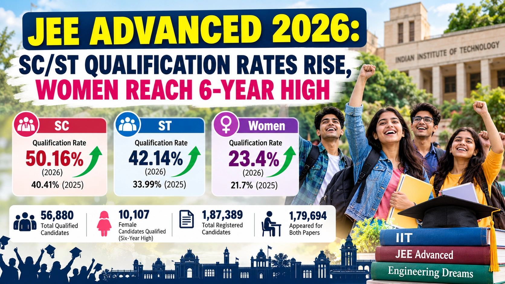 JEE Advanced 2026: SC/ST Qualification Rates Rise, Women Reach 6-Year High