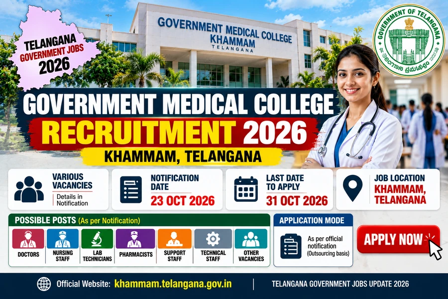 Telangana Government Medical College Recruitment 2026: Apply for Vacancies in Khammam Before October 31
