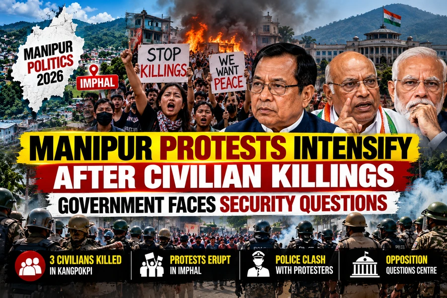Manipur Political News Today: Protests Intensify After Civilian Killings as Government Faces Security Questions
