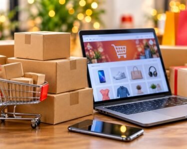 Online shopping sales in India with e-commerce products and delivery packages