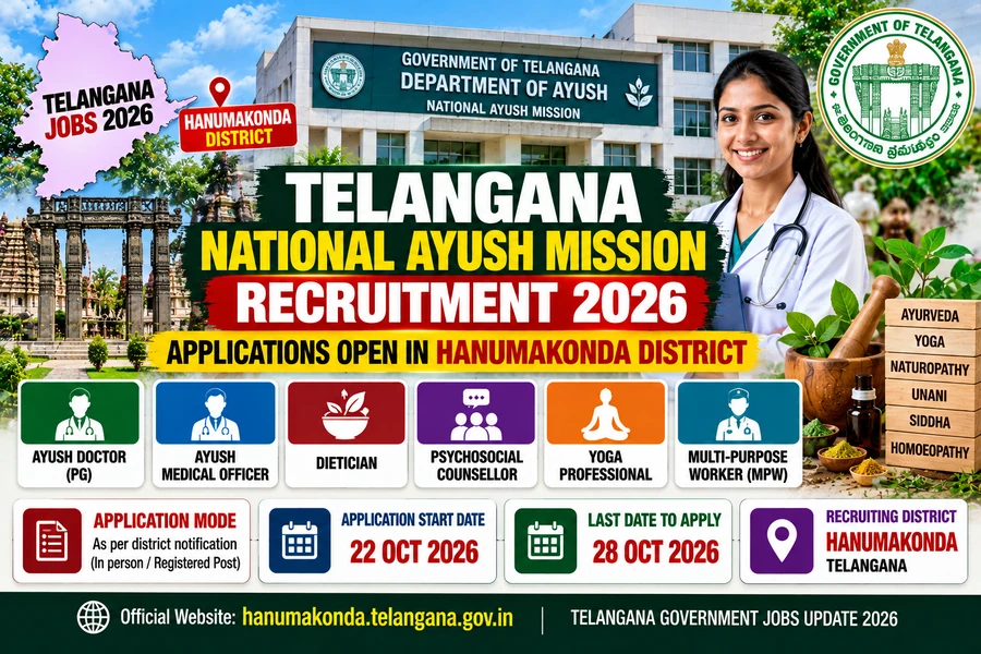 Telangana National AYUSH Mission Recruitment 2026: Applications Open in Hanumakonda District